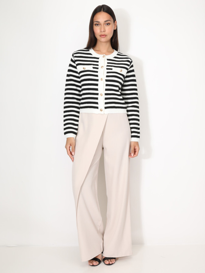 Cardigan à rayures et boutons dorés