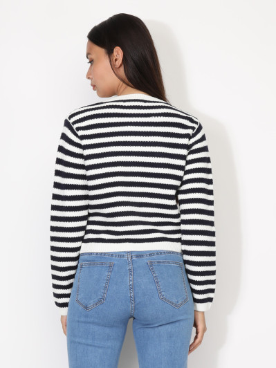 Cardigan à rayures et boutons dorés