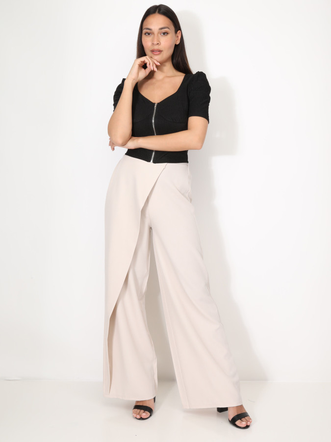 Top zippé à manches gigot