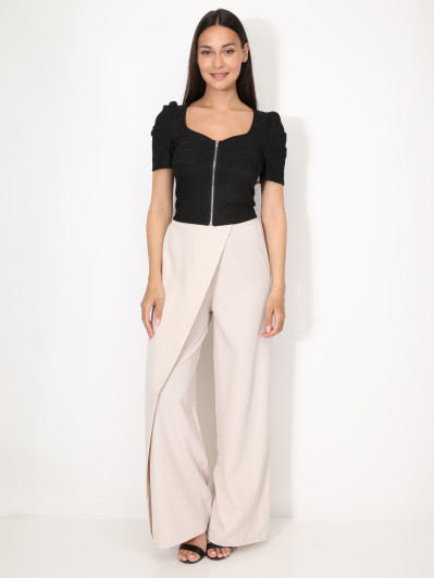 Top zippé à manches gigot