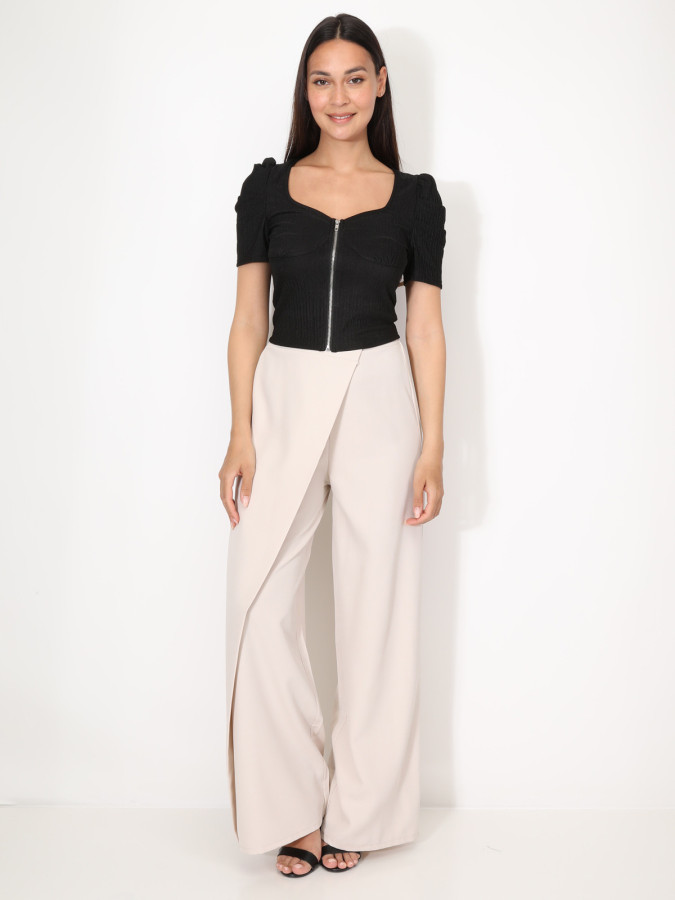 Top zippé à manches gigot