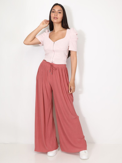 Top zippé à manches gigot