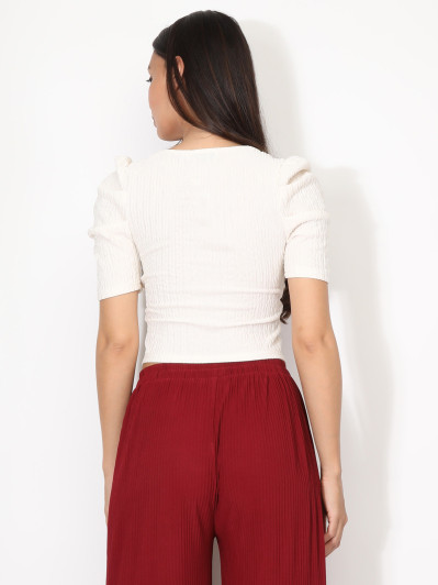 Top zippé à manches gigot