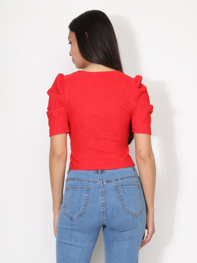 Top zippé à manches gigot