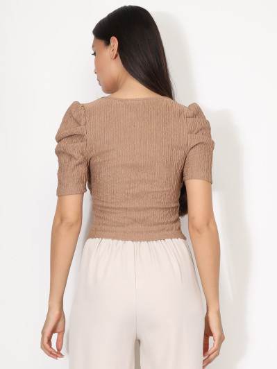 Top zippé à manches gigot