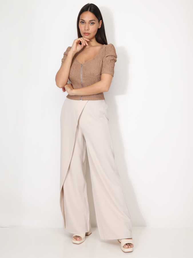 Top zippé à manches gigot