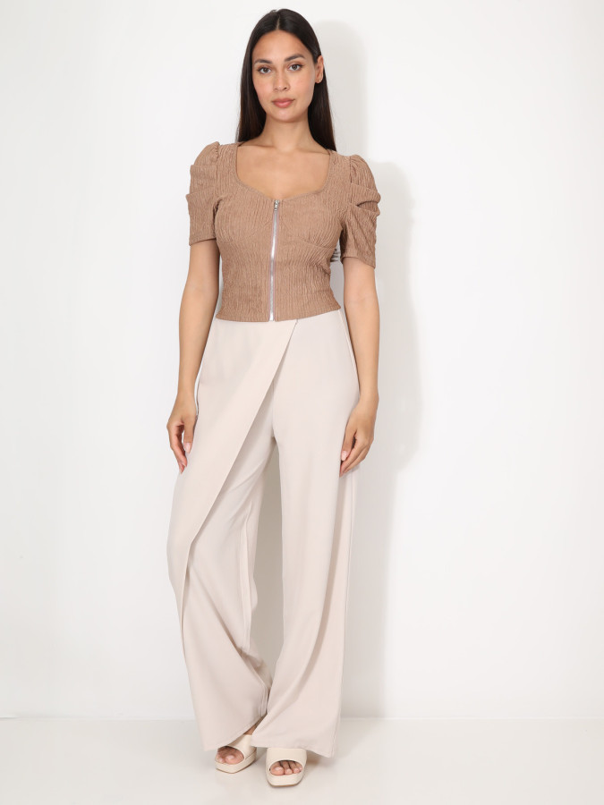 Top zippé à manches gigot