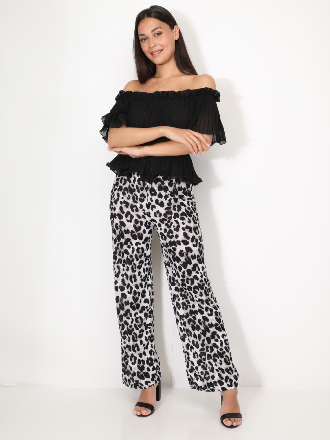 Top péplum plissé avec volants