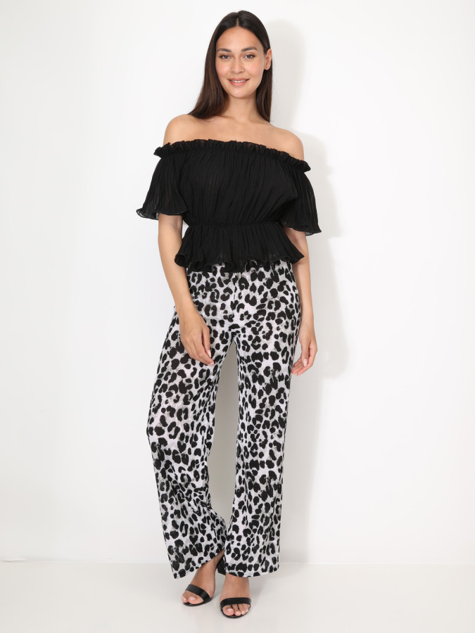 Top péplum plissé avec volants