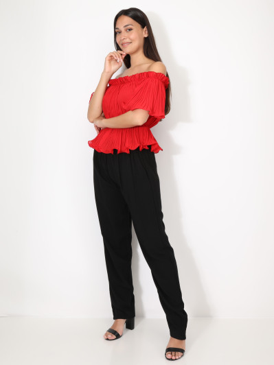 Top péplum plissé avec volants