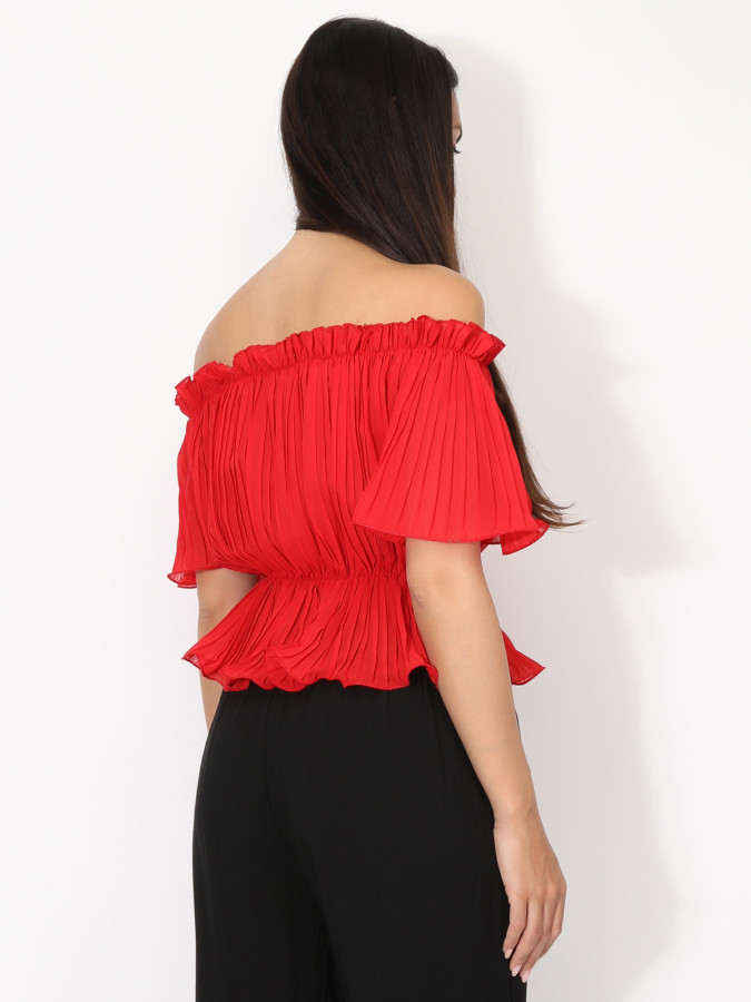 Top péplum plissé avec volants