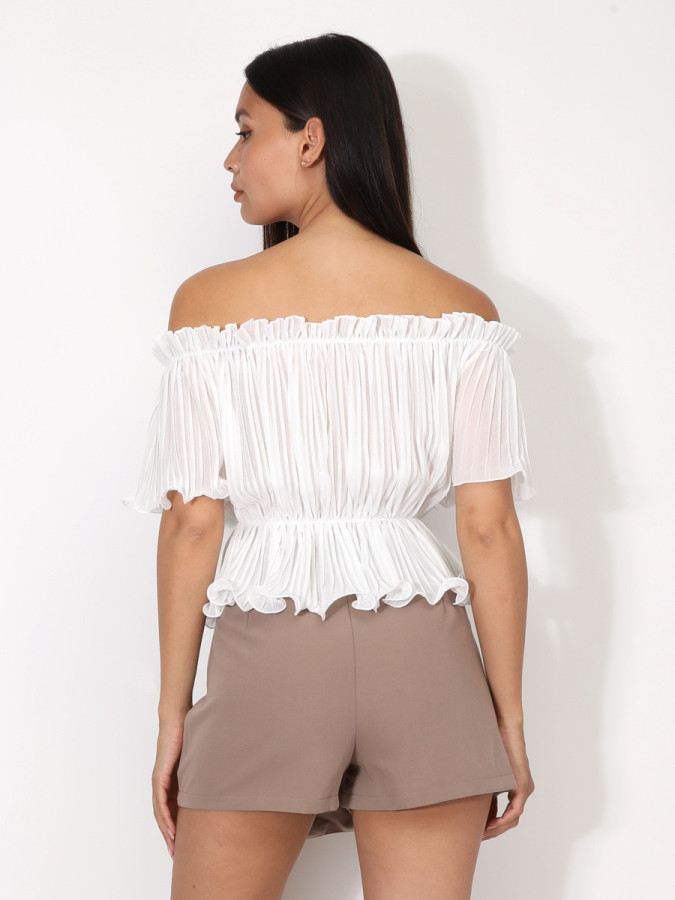 Top péplum plissé avec volants