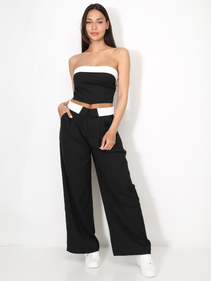 Ensemble bustier et pantalon à revers