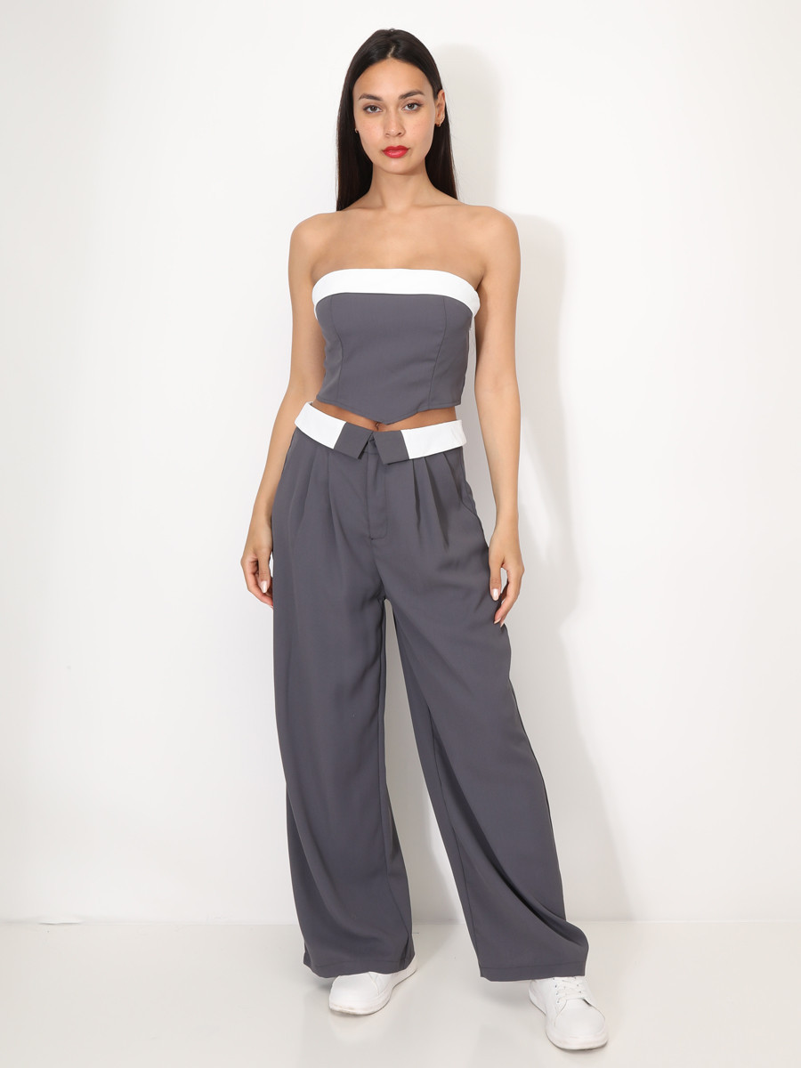 Ensemble bustier et pantalon à revers