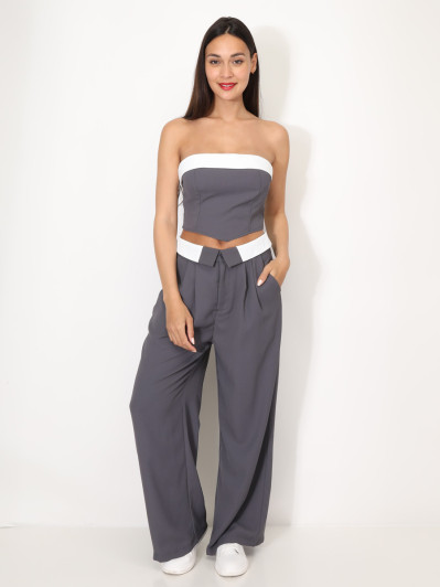 Ensemble bustier et pantalon à revers