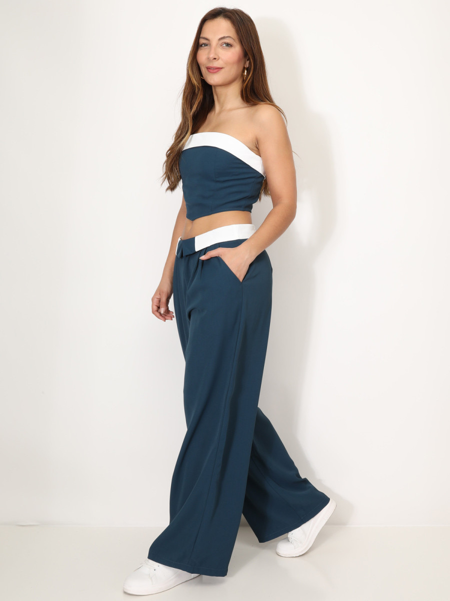 Ensemble bustier et pantalon à revers