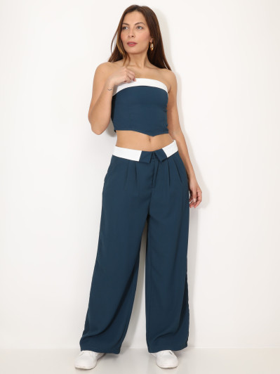Ensemble bustier et pantalon à revers