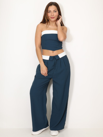 Ensemble bustier et pantalon à revers