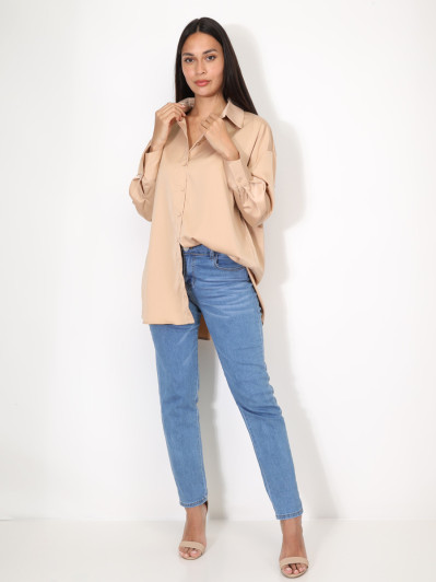 Chemise satinée oversize à fentes