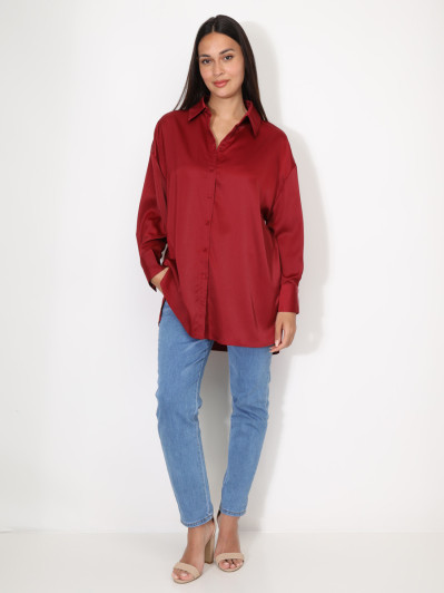 Chemise satinée oversize à fentes
