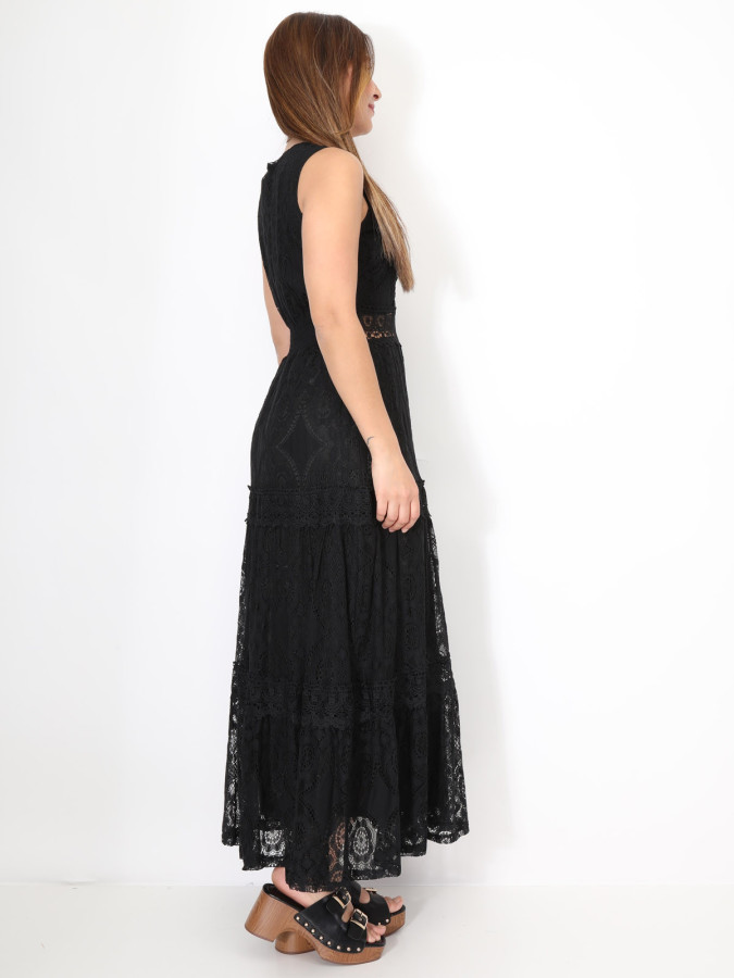 Robe longue en crochet & dentelle florale