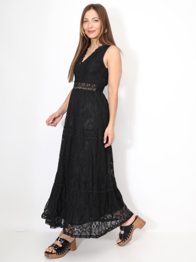 Robe longue en crochet & dentelle florale