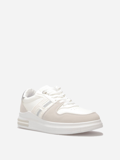 Baskets basses avec empiècements en nubuck et toile