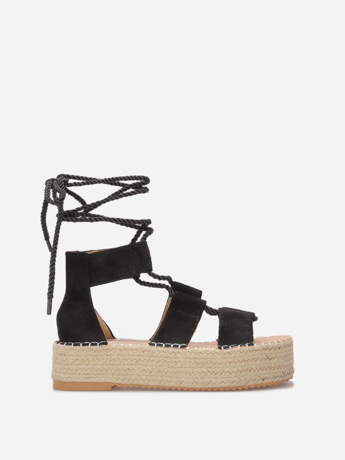 Sandales en suédine à cordon torsadé