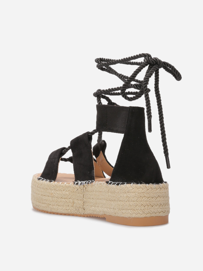 Sandales en suédine à cordon torsadé