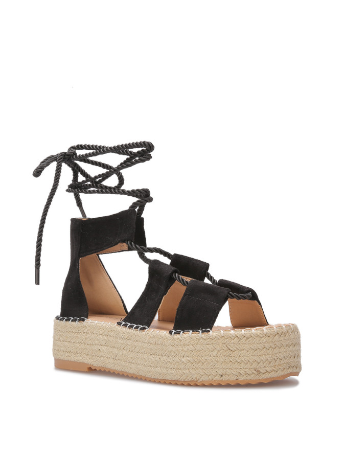 Sandales en suédine à cordon torsadé