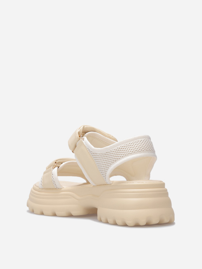 Sandales à plateforme crantée et scratch
