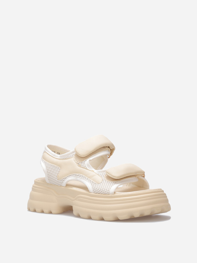 Sandales à plateforme crantée et scratch