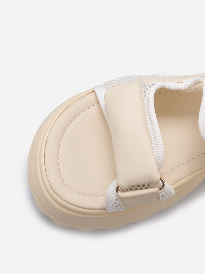 Sandales à plateforme crantée et scratch