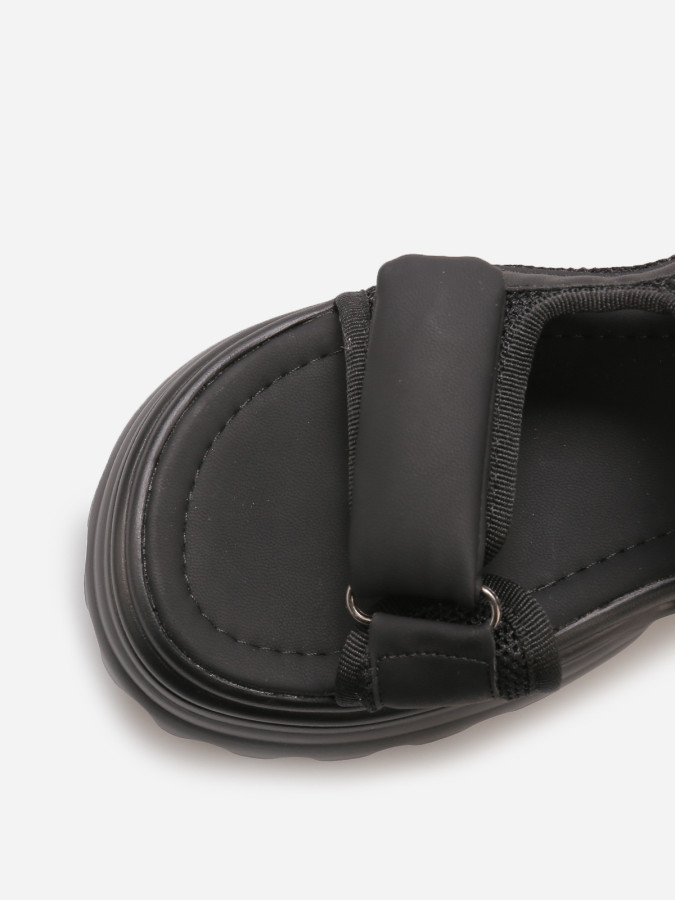 Sandales à plateforme crantée et scratchs