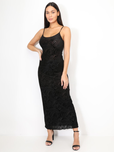 Robe longue en velours dévoré
