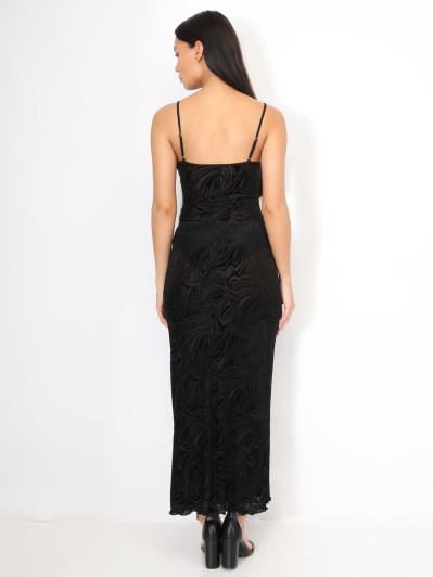 Robe longue en velours dévoré