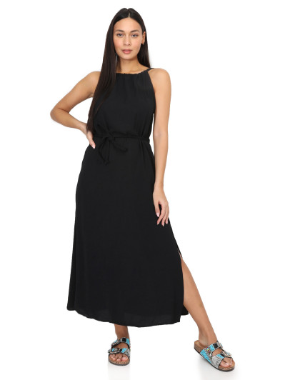 Robe longue à fentes et ceinture tressée