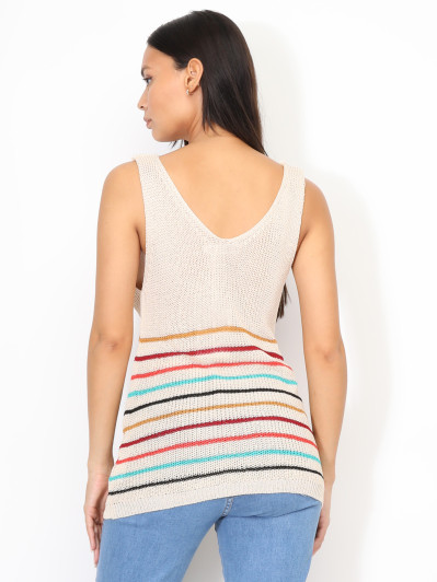 Top en crochet à rayures colorées