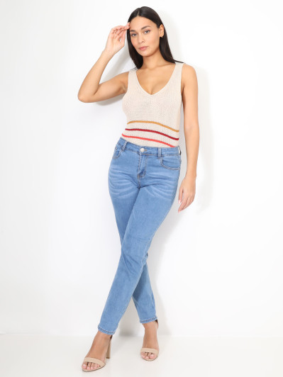 Top en crochet à rayures colorées