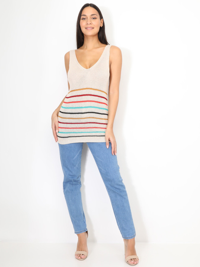 Top en crochet à rayures colorées