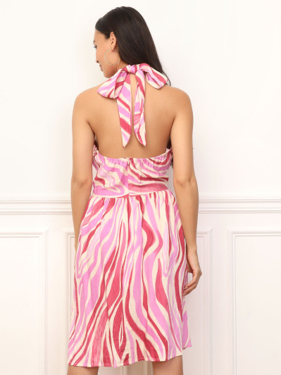 Robe évasée à motif zébré