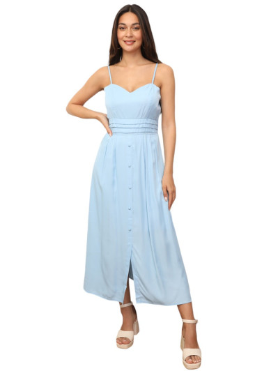 Robe à boutons et détails plissés