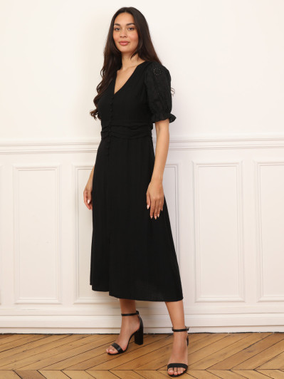 Robe à manches ballons et boutons