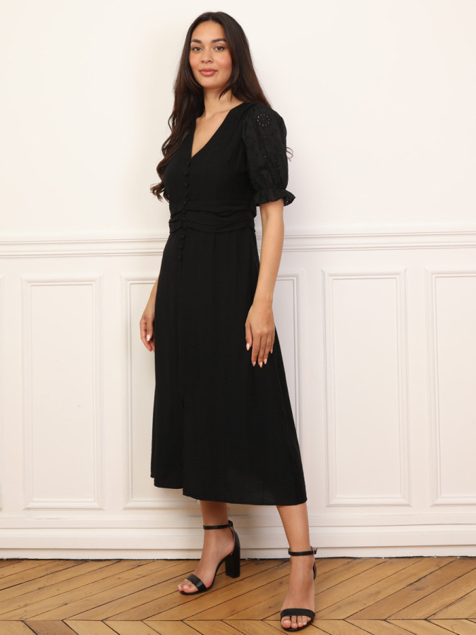 Robe à manches ballons et boutons