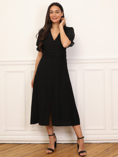 Robe à manches ballons et boutons