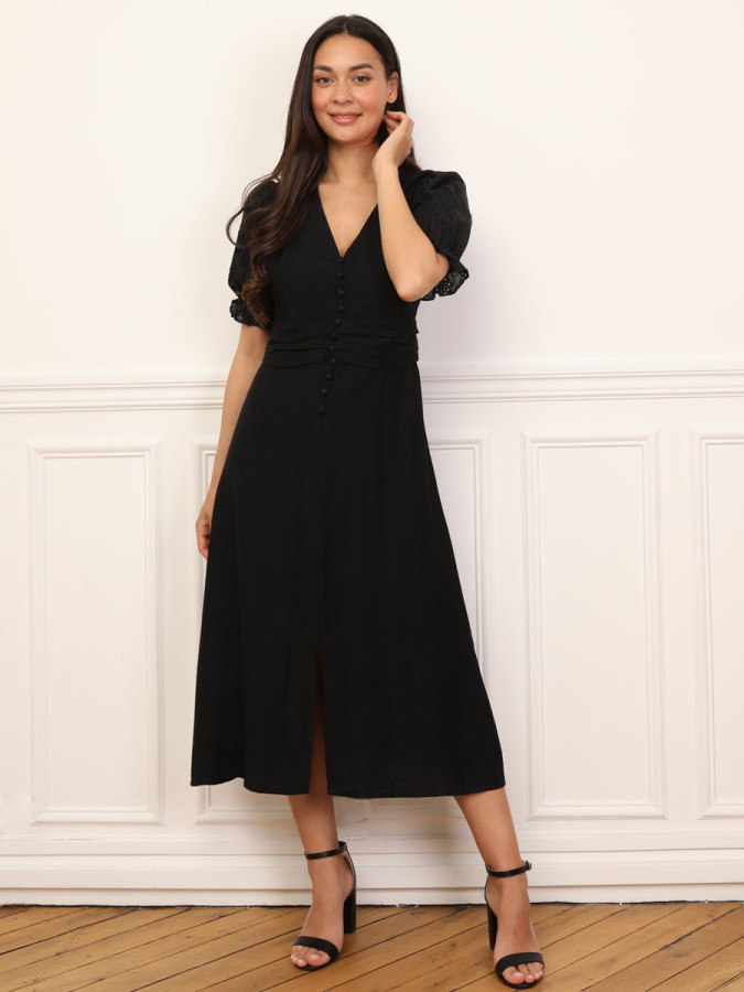 Robe à manches ballons et boutons