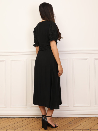 Robe à manches ballons et boutons