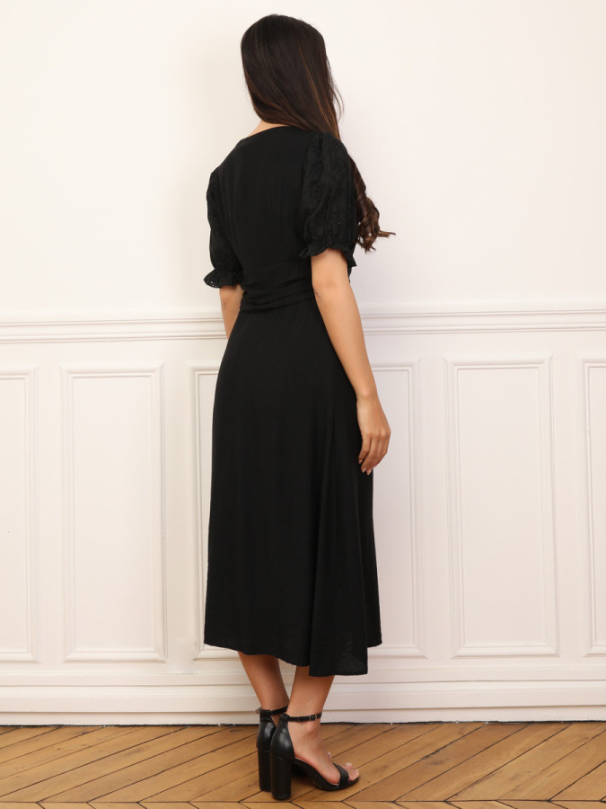 Robe à manches ballons et boutons