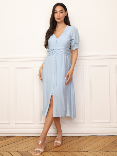 Robe à manches ballons et boutons