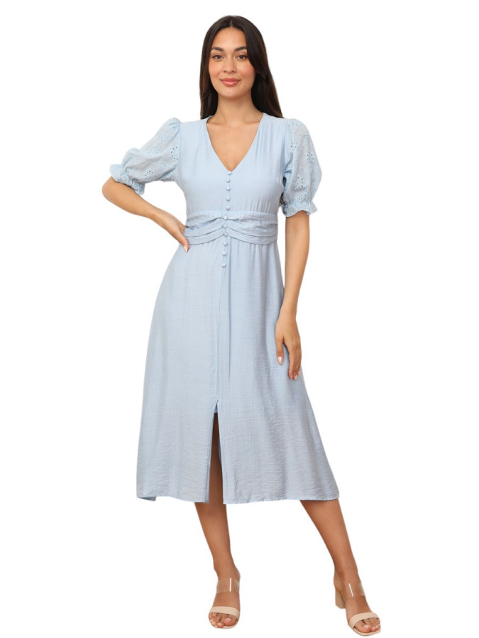 Robe à manches ballons et boutons